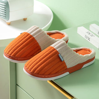 Buy orange Unisex Winter Slippers Corduroy Shoes Couples Bedroom Slippers