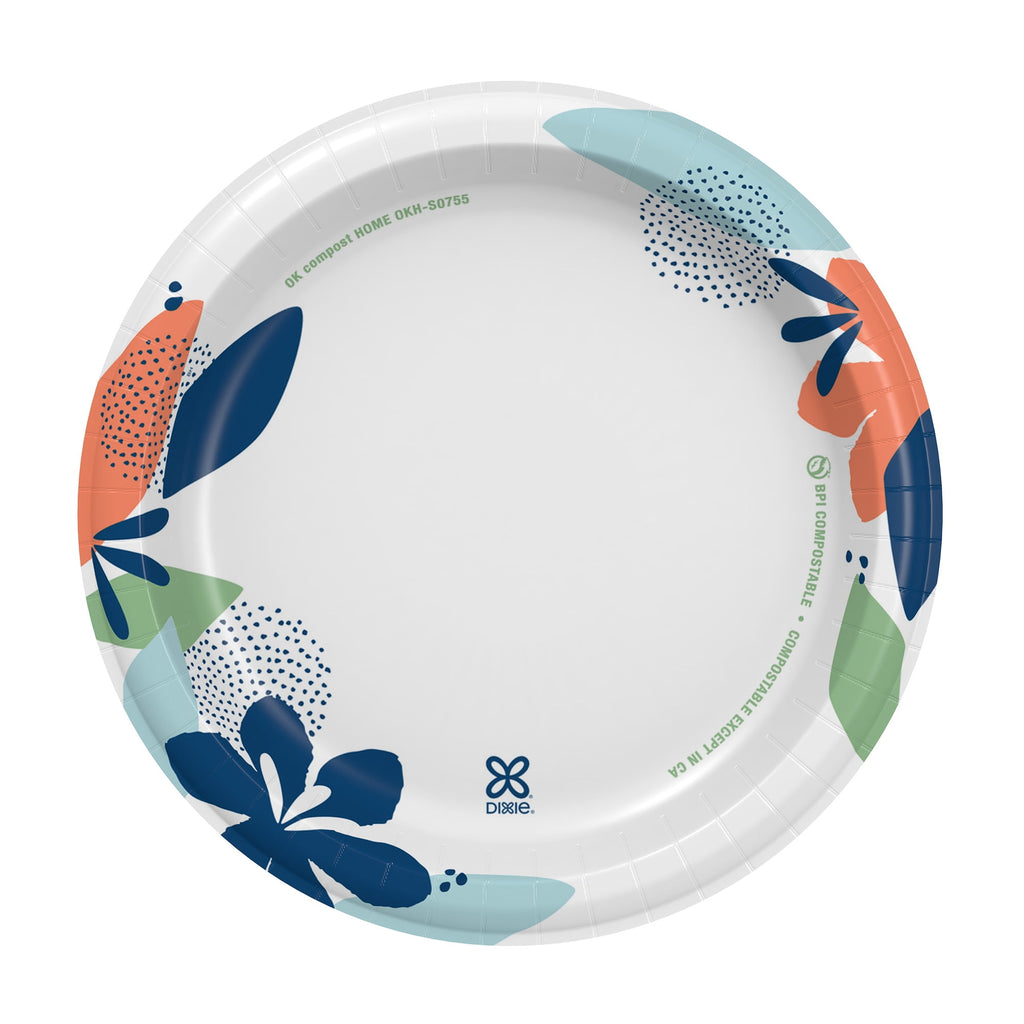 Dixie Disposable Paper Plates, 8.5", Multi-Color, 50 Count