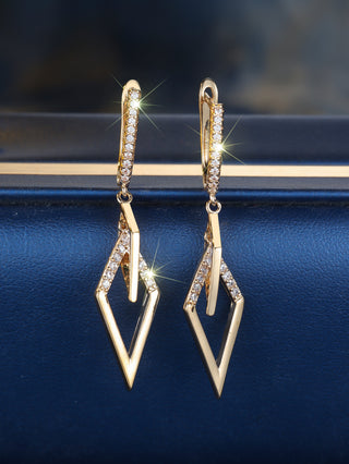 Buy champagne-gold-white-diamond Champagne Gold White Diamond Rhombus Earrings