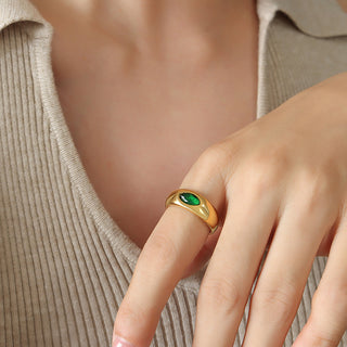 Buy gold-ring Style Vintage Inlaid Emerald Zircon Ring For Women