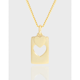 Niche Design Hollow Heart Square Plate Necklace