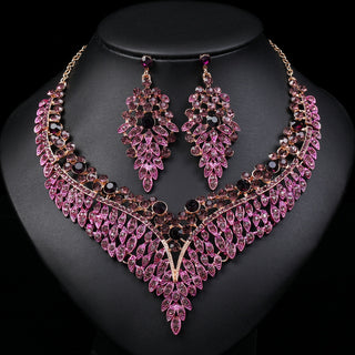 Buy purple Necklace And Earrings Suite High Profile Retro Delicate