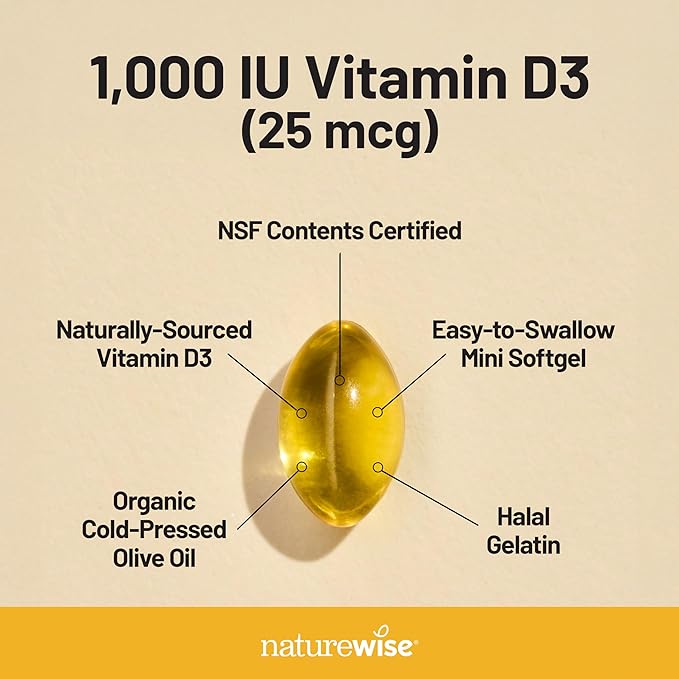 NatureWise Vitamin D3 1000 IU – 1-Year Supply, Immune, Muscle & Bone Support, 360 Mini Softgels
