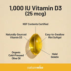 NatureWise Vitamin D3 1000 IU – 1-Year Supply, Immune, Muscle & Bone Support, 360 Mini Softgels