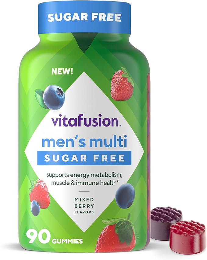 vitafusion Sugar Free Men’s Multi Daily Gummy Multivitamins, Supports Energy Metabolism, Muscle and Immune Health (1), Mixed Berry Flavors, 90 Count Main image