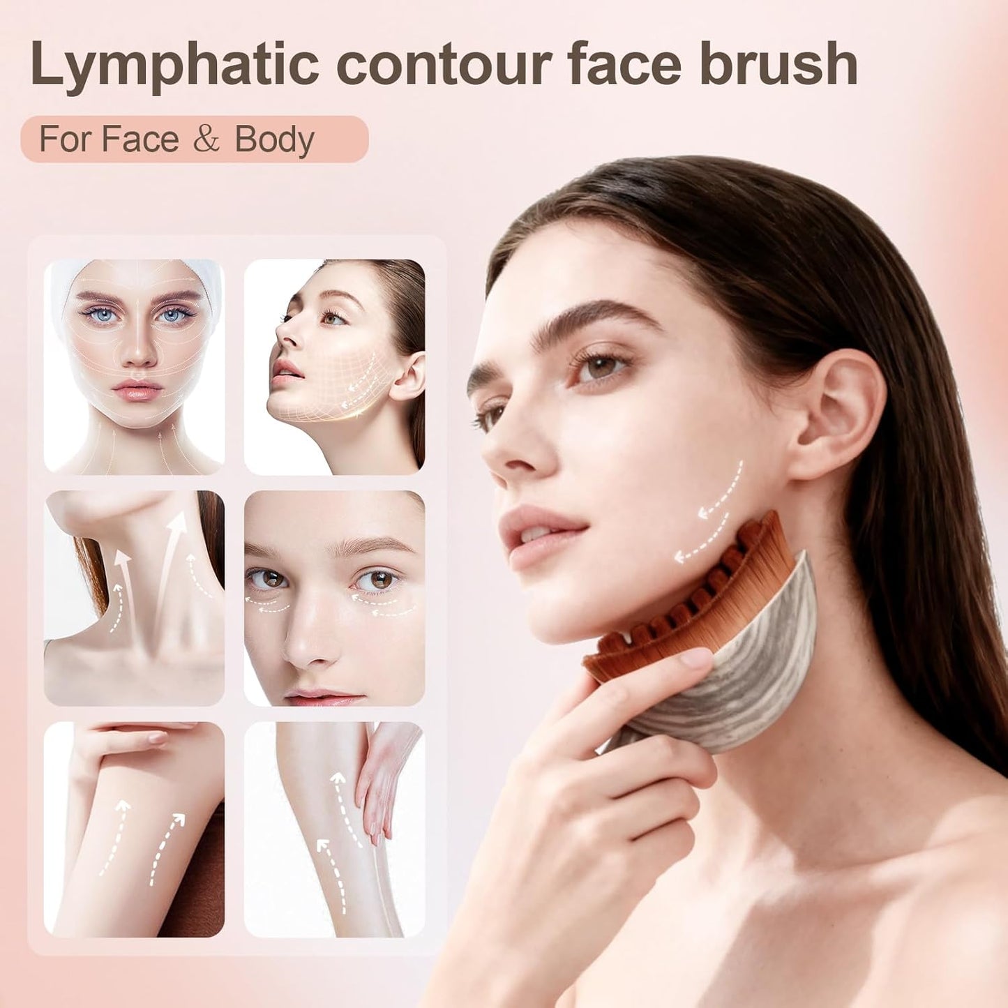 3-in-1 Lymphatic Contour & Facial Sculpting Brush | Manual Drainage Massager & Cleansing Tool