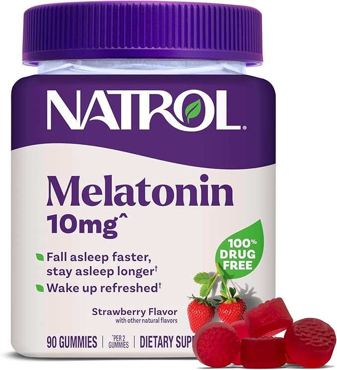 Natrol Melatonin Gummies, Sleep Support for Adults, Melatonin 10 mg, 140 Strawberry-Flavored