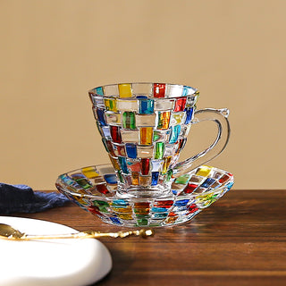 Painted Crystal Glass Coffee Set Suit