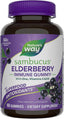 Nature’s Way Sambucus Elderberry Immune Support Gummies for Kids & Adults* with Black Elderberry Extract, Vitamin C, Vitamin D3, and Zinc, 60 Gummies