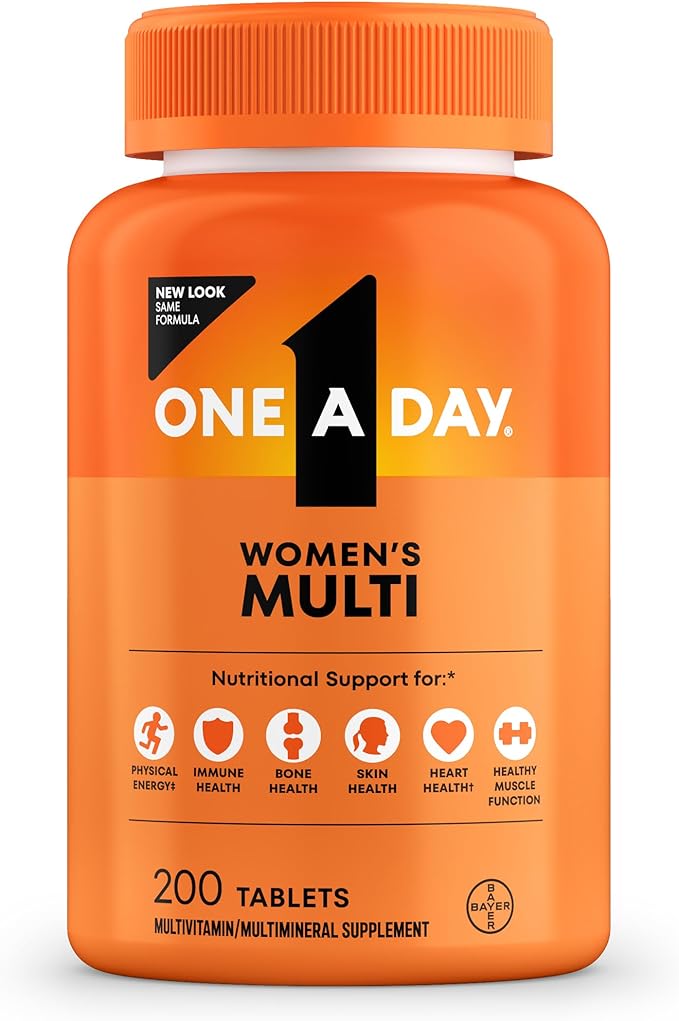 One A Day Multivitamin for Women- Daily Vitamins for Woman with Biotin, Calcium, Folic Acid, Iron & Zinc, Complete Women’s Vitamins, 200 Ct Main image