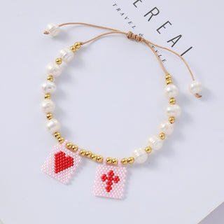 Buy 006s Peach Heart Bead Tag Steel Ball Freshwater Pearl Bracelet