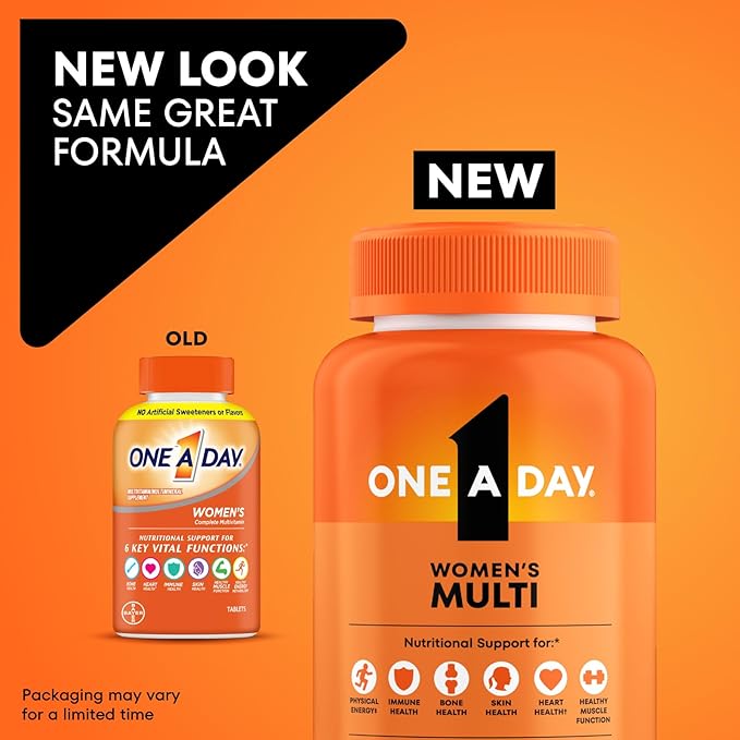 One A Day Multivitamin for Women- Daily Vitamins for Woman with Biotin, Calcium, Folic Acid, Iron & Zinc, Complete Women’s Vitamins, 200 Ct Secondary image