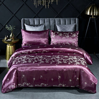 Buy purple Jacquard duvet cover set