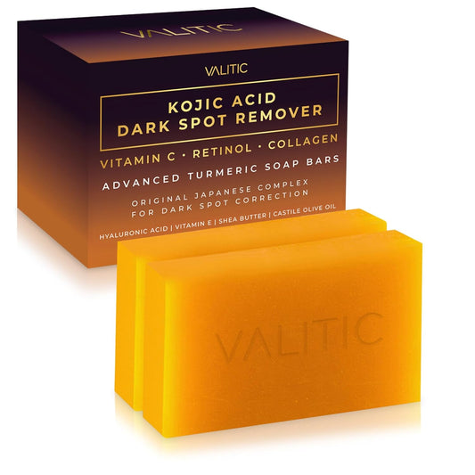 VALITIC Kojic Acid Dark Spot Remover Soap (2 Pack) – Original Japanese Complex with Vitamin C, Retinol, and Turmeric