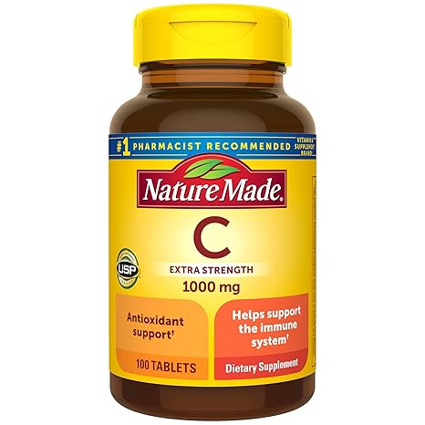 Nature Made Vitamin C 1000 mg – Extra Strength Immune Support, 100 Tablets