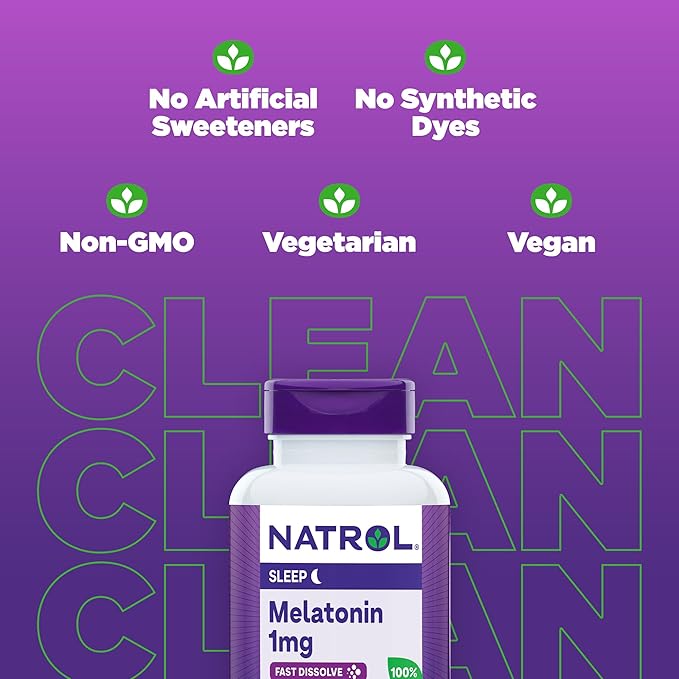 Natrol Fast Dissolve Melatonin 1 mg, Sleep Support for Adults