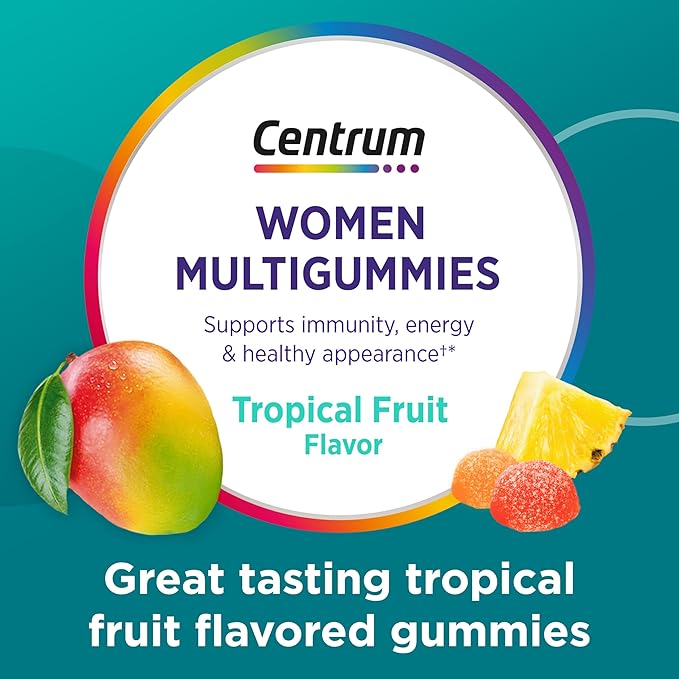 Centrum Women’s Multivitamin Gummies, Immune, Energy, Healthy Appearance Support, 100 Count, 50 Day Supply