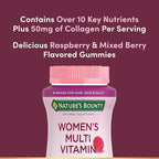 Nature's Bounty Women's Multivitamin Gummies – Immune, Energy & Bone Support, Raspberry, 80 Count
