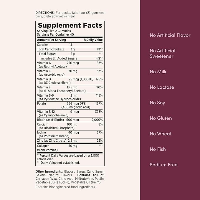 Nature's Bounty Women's Multivitamin Gummies – Immune, Energy & Bone Support, Raspberry, 80 Count