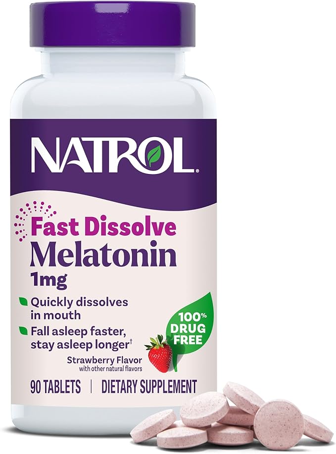 Natrol Fast Dissolve Melatonin 1 mg, Sleep Support for Adults