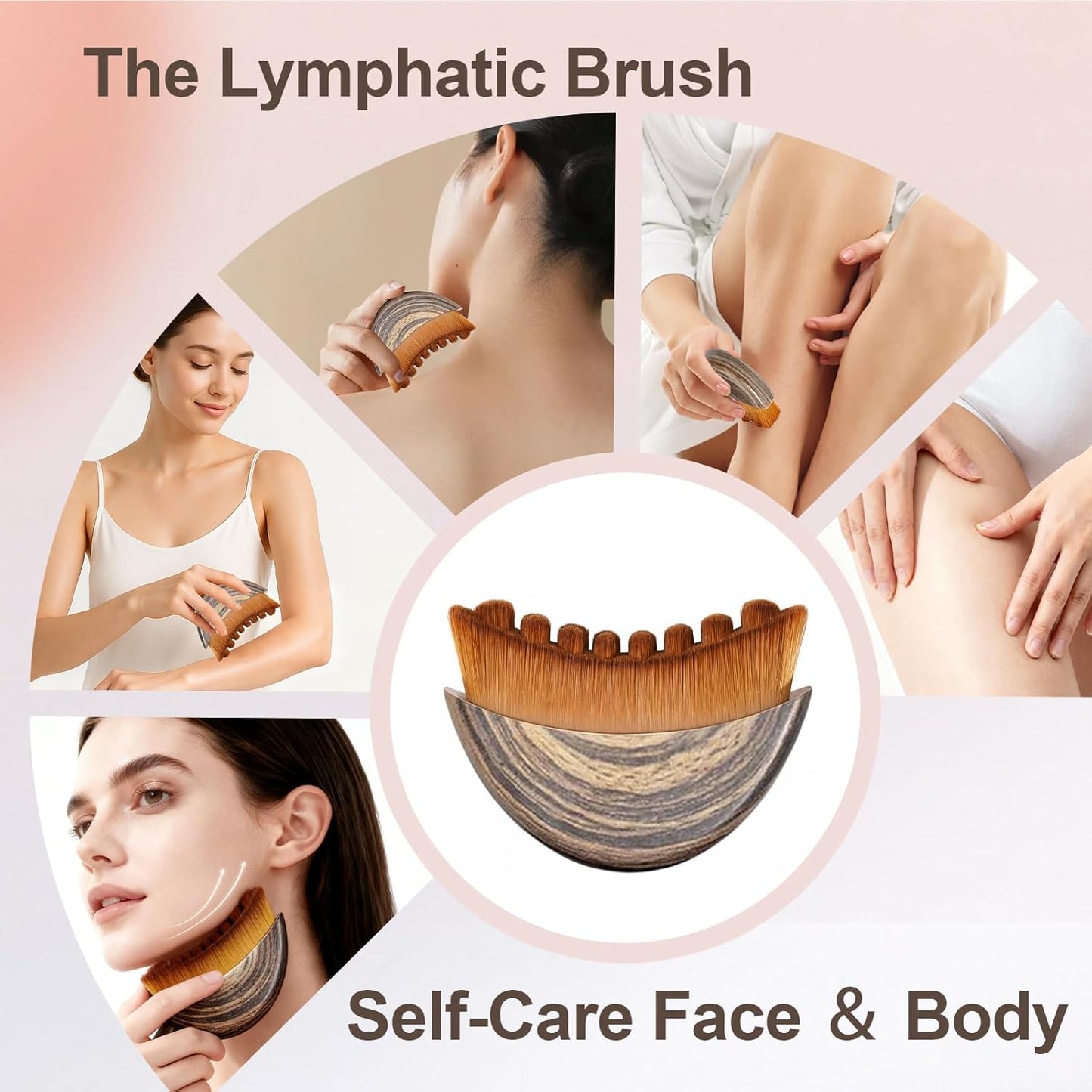 3-in-1 Lymphatic Contour & Facial Sculpting Brush | Manual Drainage Massager & Cleansing Tool