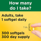 Nature Made Vitamin D3 1000 IU – Bone, Muscle & Immune Support, 300 Softgels