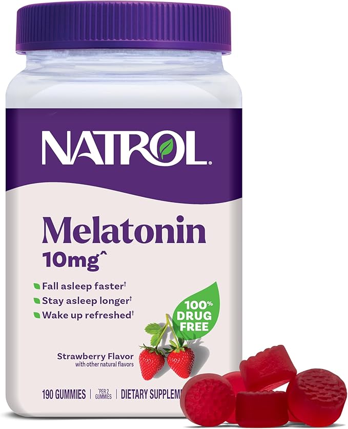 Natrol Melatonin Gummies, Sleep Support, 190 Strawberry-Flavored Adult Melatonin Gummies, 10 mg Sleep Aids for Adults Main image