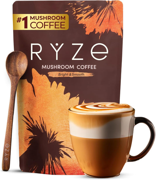 Organic Mushroom Coffee Blend with 6 Adaptogenic Mushrooms & MCT Oil (30 Servings)