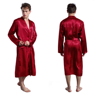 Buy purplish-red Men&#39;s Fashion Solid Color Robe Thin