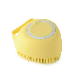 Buy yellow Silicone Dog Bath Massage Gloves Brush Pet Cat Bathroom Cleaning Tool Comb Brush For Dog Can Pour Shampoo Dog Grooming Supplies