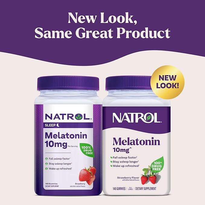 Natrol Melatonin Gummies, Sleep Support for Adults, Melatonin 10 mg, 140 Strawberry-Flavored