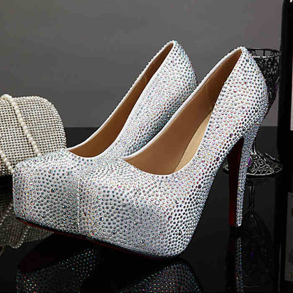 Plus Size Crystal 14cm Super High Heels