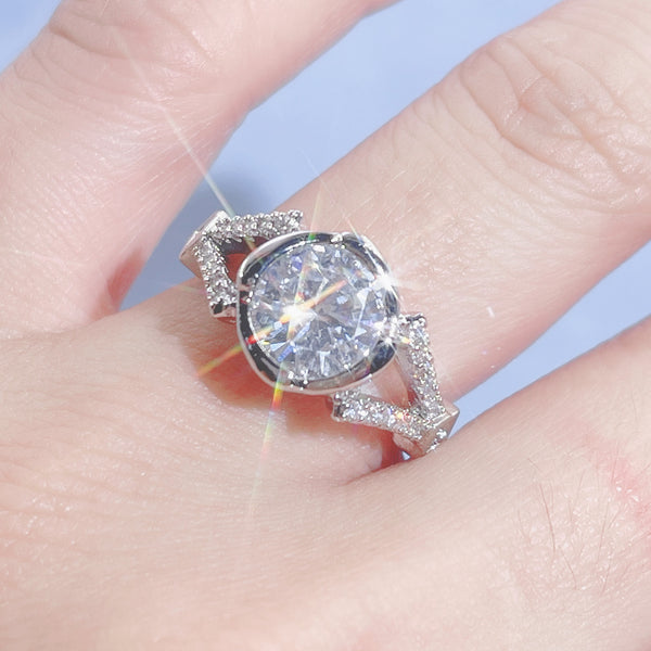 Round Arm Full Diamond Inlaid Zircon Ring