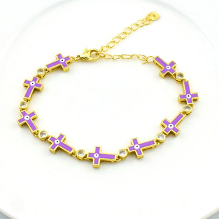 Buy light-purple Cross Unique Gold-plated Zircon Bracelet