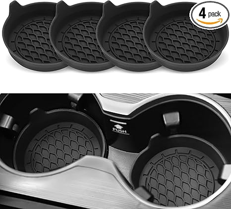SINGARO Car Cup Holder Coasters – Silicone Non-Slip Inserts, Universal Car Interior Accessories, 4-Pack (All Colors Available) Main image