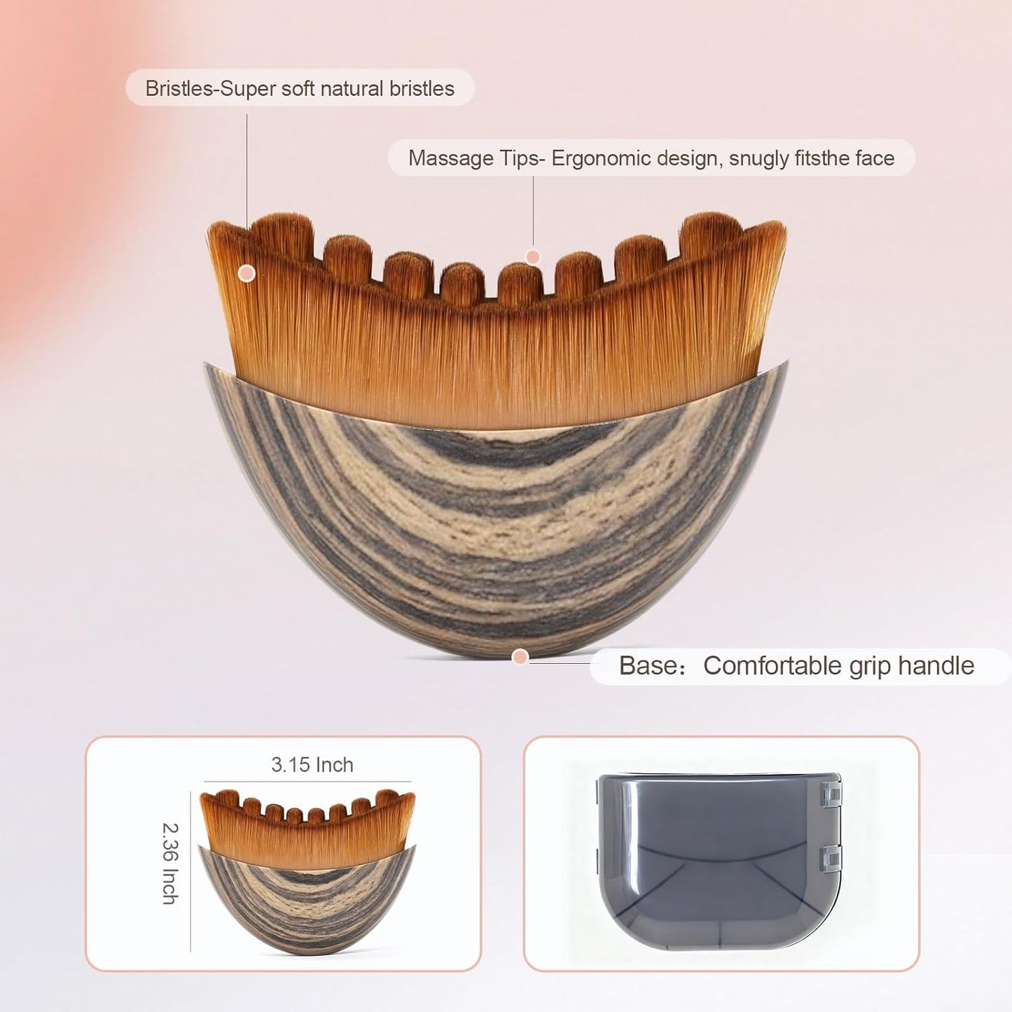 3-in-1 Lymphatic Contour & Facial Sculpting Brush | Manual Drainage Massager & Cleansing Tool