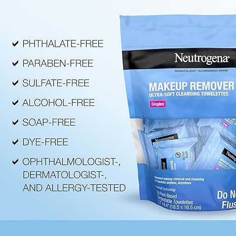Neutrogena Makeup Remover Wipes – Alcohol-Free Cleansing Towelettes, 20 Count