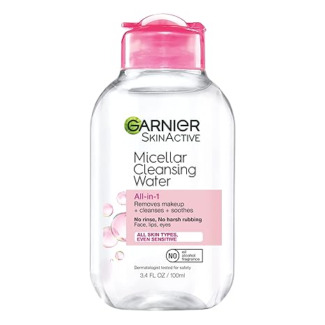 Garnier Micellar Cleansing Water, All-in-1 Makeup Remover and Facial Cleanser, For All Skin Types, 3.4 Fl Oz (100mL), 1 Count Main image