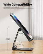 Nulaxy Dual Folding Cell Phone Stand, Fully Adjustable Foldable Desktop Phone Holder Cradle Dock Compatible with iPhone 17 16 15 14 13 12 11 Pro Max Xs Xr X 8, Nintendo Switch, All Phones