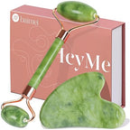 BAIMEI IcyMe Facial Roller & Gua Sha Set – Jade & Ice Tools for Puffiness, Redness, Skin Care, Self-Care Gift for Men & Women (Green)