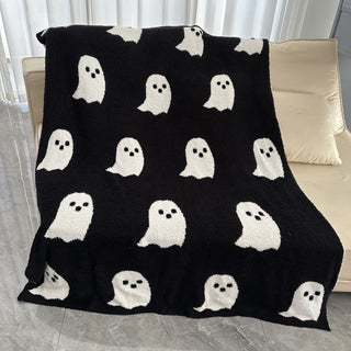 Buy black-and-white Half Velvet Blanket Ghost Blanket Knitted