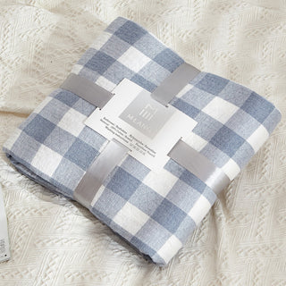 Buy blue-small Pure Cotton Gauze Air Conditioning Sofa Blanket