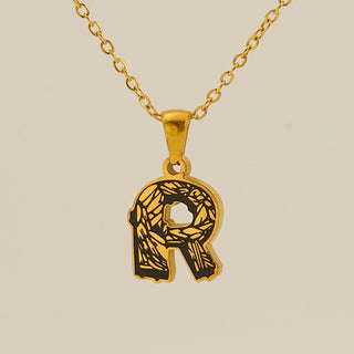 Buy gold-r Letter Necklace Titanium Steel No Fading Women