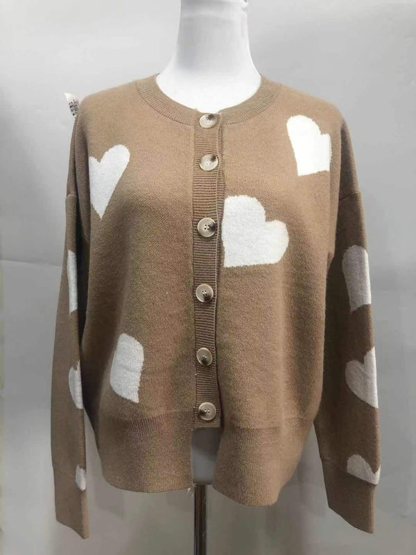 Women's Heart Sweater Single Breasted Cardigan