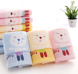 Pure Cotton 32 Share Cartoon Children Wash Face Small Towel Water Absorbent Small Rabbit