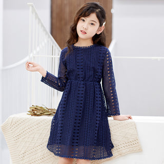 Buy navy-blue Girls skirt Korean dress spring new lace