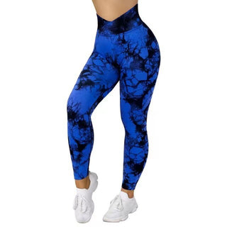 Buy blue Women Seamless Tie Dye Leggings