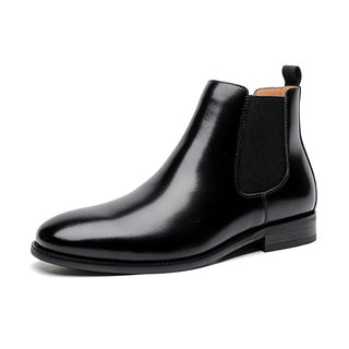 Buy black Men's Retro Chelsea Fleece-lined Leather Boots