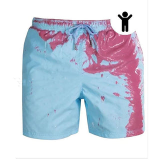 Buy navy-blue-child Men Magical Color Change Beach Shorts