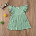 Girls' Hanging Cotton Flying Sleeve Dress